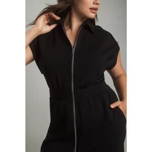 Varley Short Sleeve Zip Midi Dress Black Size 1X Super Soft